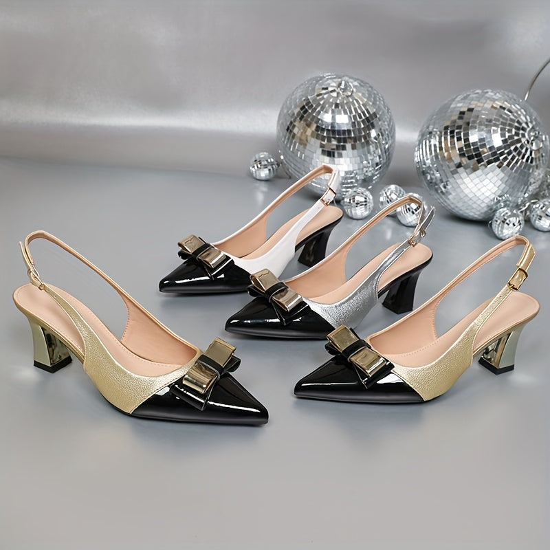 Elegant Summer Pointed-Toe Ankle-Strap Pumps — Block High Heels with Buckle and Rubber Sole for Office & Parties