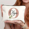 Customizable Floral Makeup Bag - Foldable Polyester Cosmetic Pouch for Travel, Zippered Toiletry Organizer, Machine Washable, Ideal Bachelorette Gift