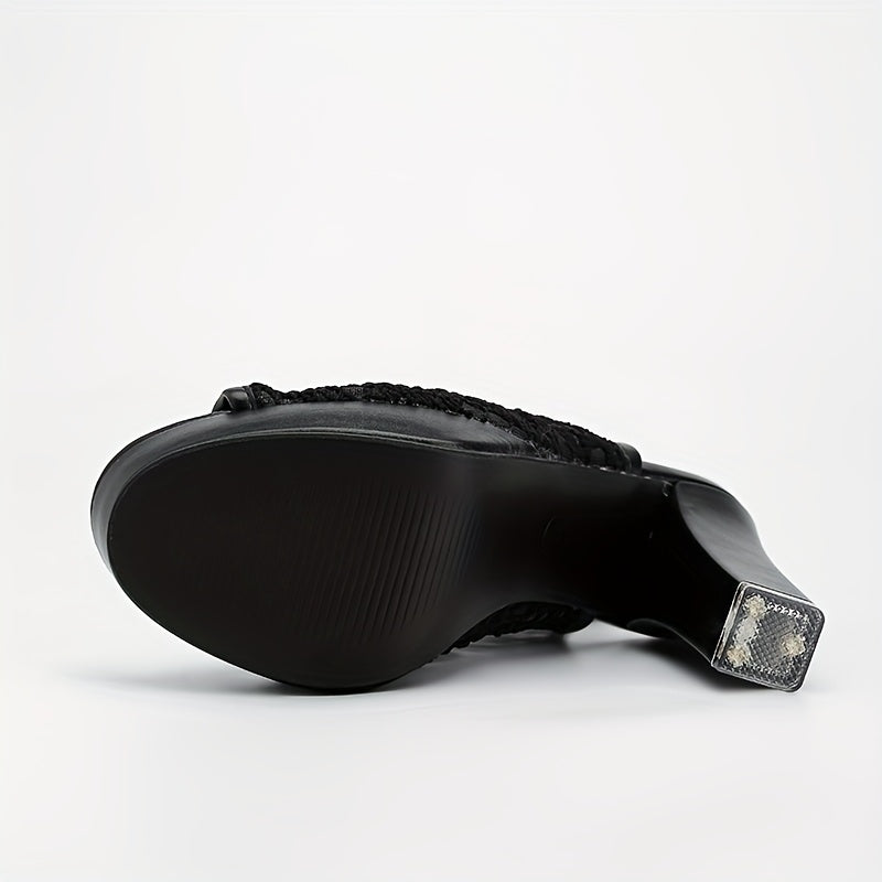 Women's Ultra-High Chunky Heel Mary Jane Pumps – Breathable Fabric Upper, TPR Sole, Comfortable Block Heels for Parties & Nightclubs