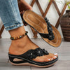 Women's Floral Slip-On Flip Flops – Casual Open-Toe PU Sole Sandals, Comfortable Flat Platform