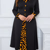 Plus Size Peplum Dress - Elegant V-Neck Polka Dot with Button Detail