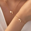 Minimalist Heart & Letter Necklace and Bracelet Set - Two-Piece Women's Everyday Jewelry