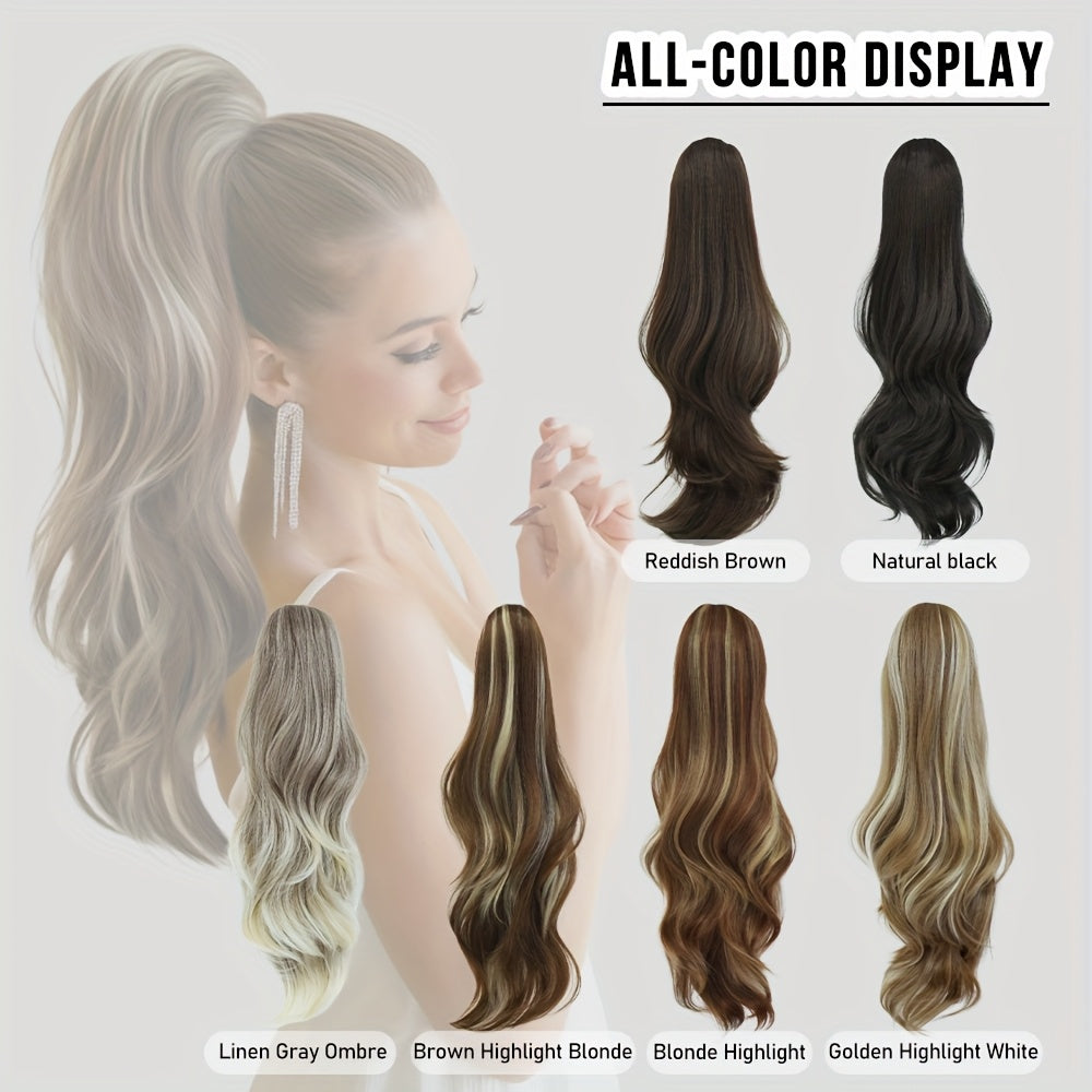 7JHH WIGS 28-Inch (71 cm) Loose Curly Drawstring Ponytail Hair Extension – Natural Brown Ombre, Heavy-Duty Realistic Volume for Women