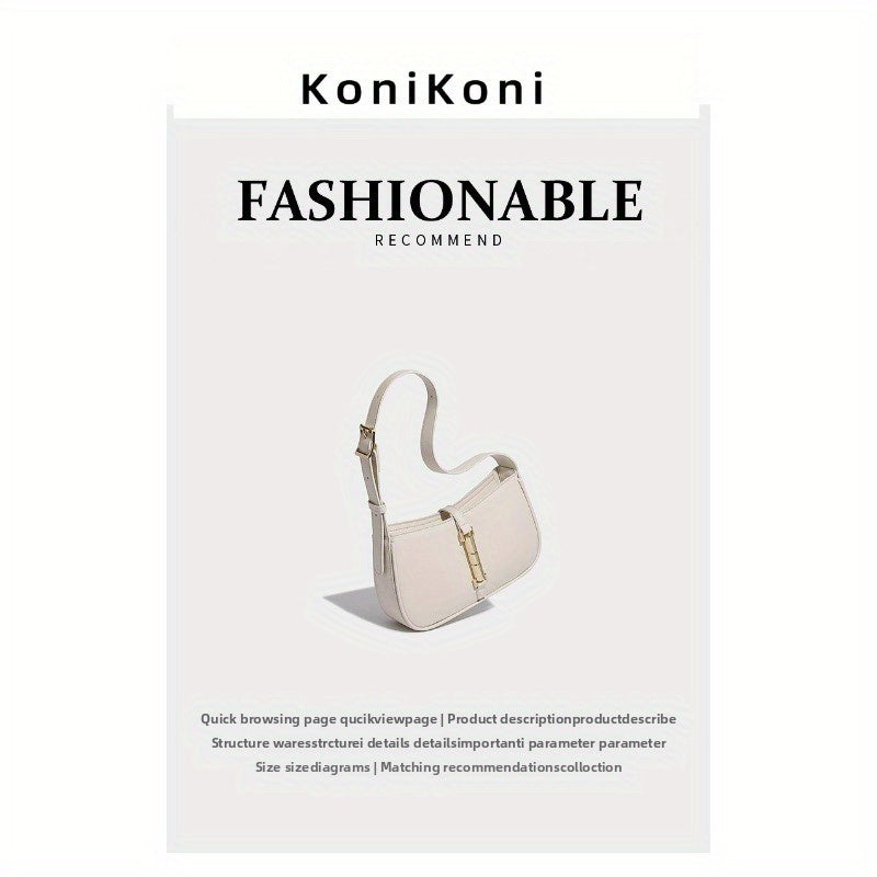 KoniKoni French-Inspired Women's Shoulder Handbag – Magnetic Closure, Gold-Tone Hardware, Microfiber Leather Tote (Beige, White, Black, Burgundy, Light Brown)