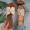 Women's Large-Size Open-Toe Hollow Flat Slip-On Sandals Comfortable Casual Beach & Outdoor Shoes