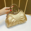 Women's Rhinestone Crossbody Bag – White Geometric Evening Clutch with Sparkling Buckle, Detachable Strap & Polyester Lining