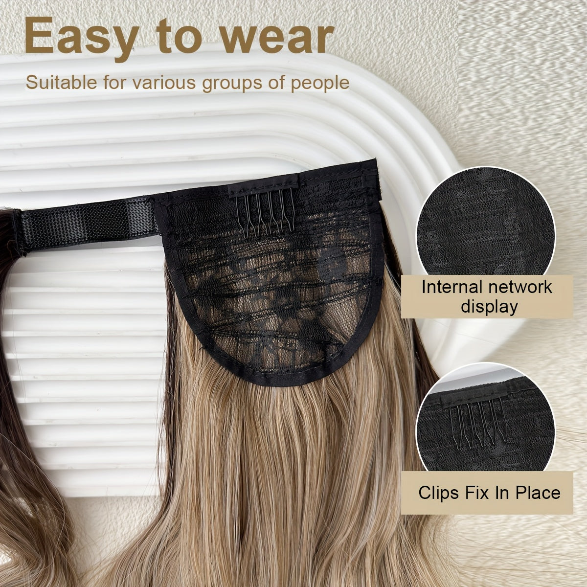 24-inch (61 cm) Body Wave Clip-In Ponytail Extension - Heat-Resistant Synthetic Hairpiece, Easy Secure Clip for Women & Girls