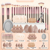 37-Piece Full Makeup Brush & Tool Kit — 20 Multi-Functional Brushes, 6 Sponges, 6 Powder Puffs, Eyelash Curler & Cleaning Bowl