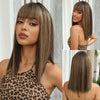 Medium-Long Straight Synthetic Wig with Bangs for Women, Heat Resistant and Beginner-Friendly