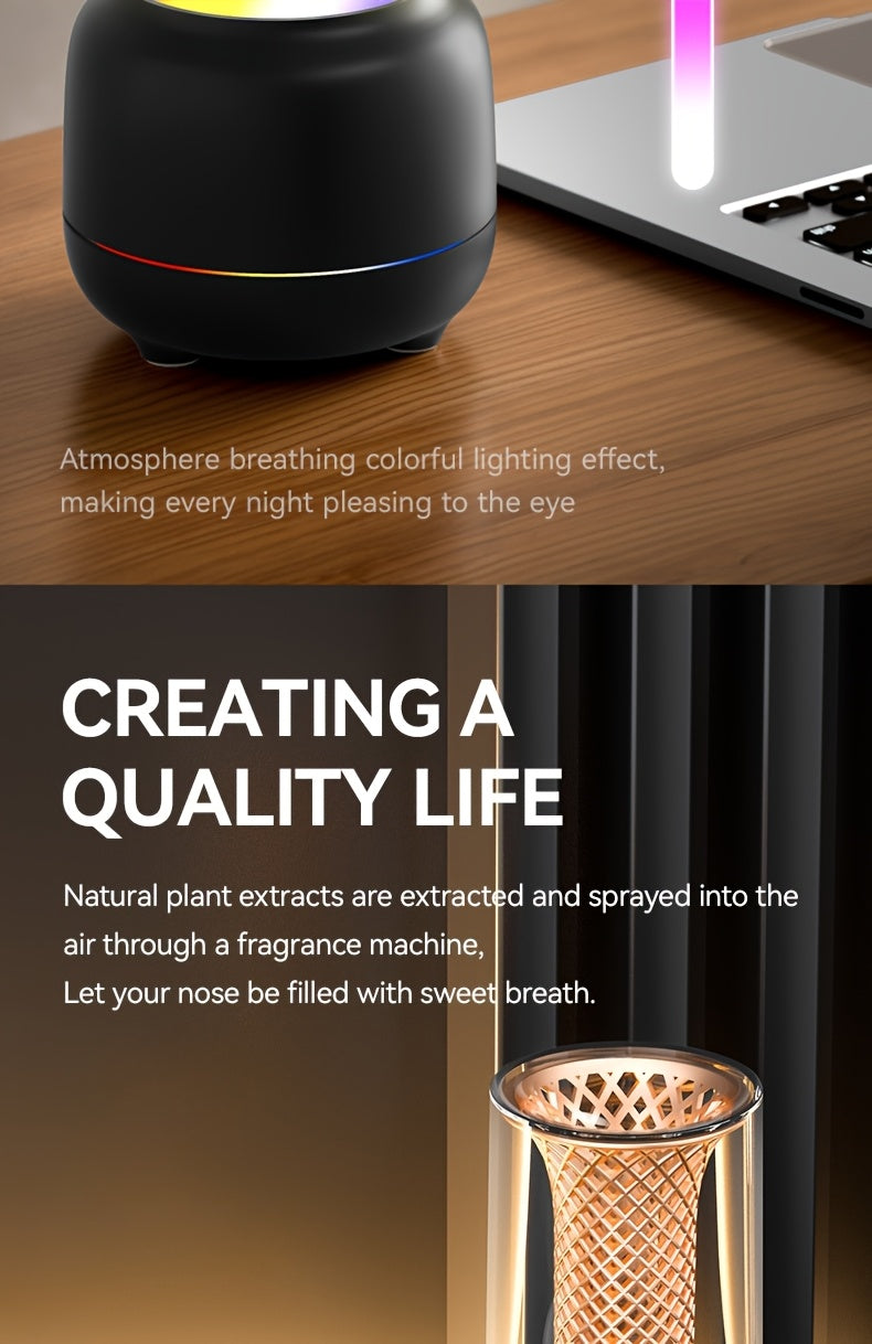 USB Desktop Humidifier & Aromatherapy Diffuser with Timer and Colorful Ambient LED Light for Home & Office