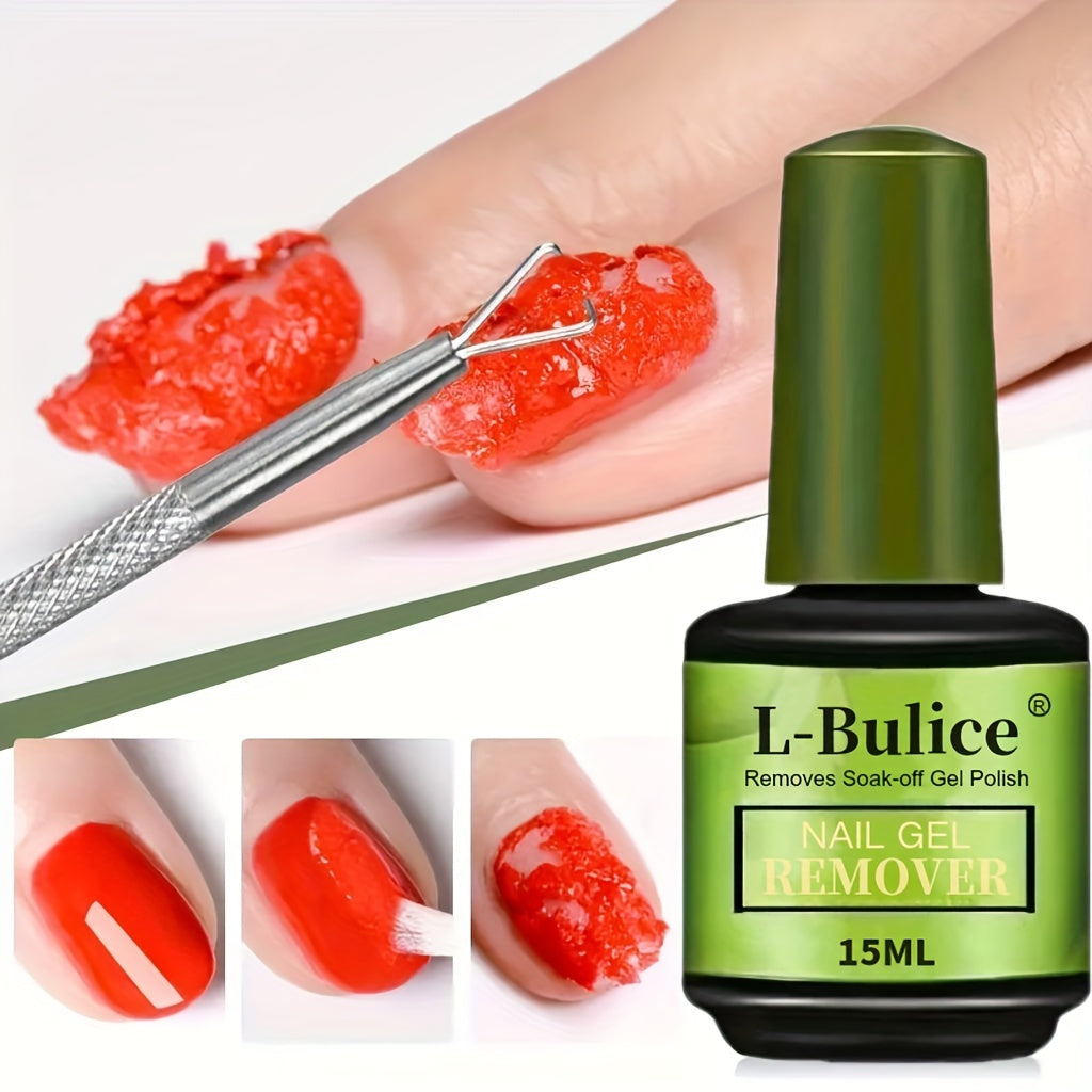L-BULICE 2-Pack Nail Gel Remover — 15ml Each (0.51 fl oz) Acetone-Free, Unscented & Alcohol-Free Liquid Manicure Polish Remover