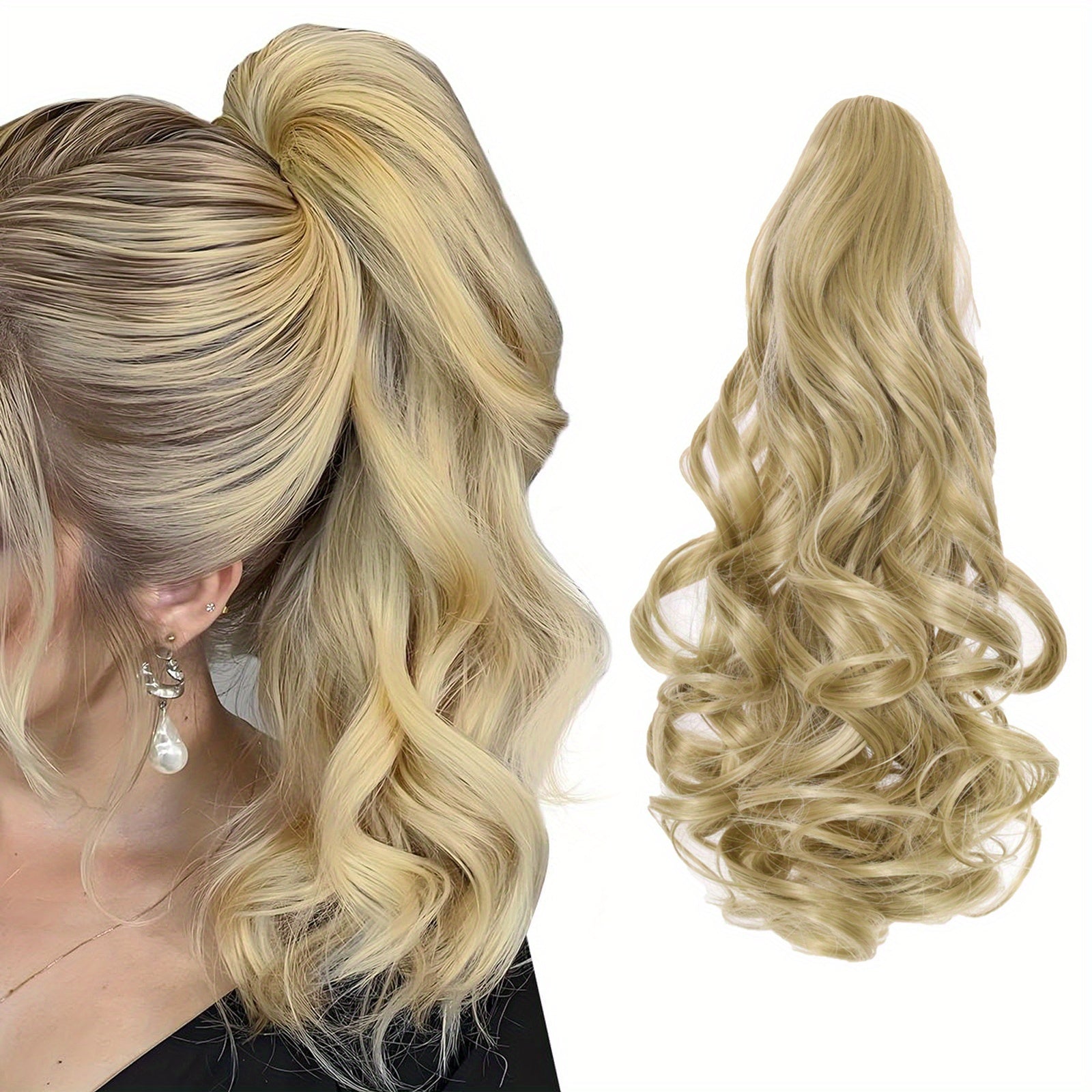 14-Inch (35 cm) Loose Curly Pear Wave Ponytail Extension for Women, Heat-Resistant High Temp Fiber, All-Season Party & Daily Wear