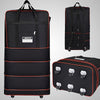 16-Inch (41 cm) Heavy-Duty Black & Orange Spinner Luggage – 360° Wheels, Convertible Carry-On/Check-In Soft-Shell Nylon Suitcase with Retractable Straps