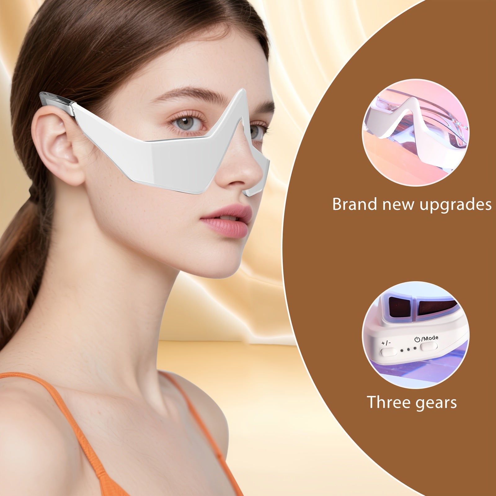 LED 3D Red Light Eye Massager – USB Rechargeable Eye Therapy Device for Dark Circles & Puffiness, 4 Massage Modes, 3 Intensity Levels, Portable