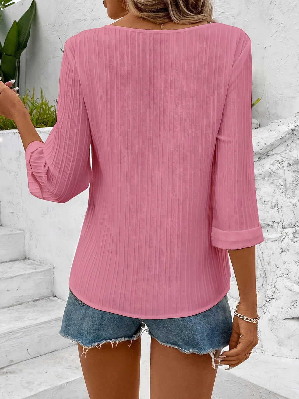 Women's Elegant Long Sleeve Crew Neck T-Shirt - Solid Color Lightweight Top for Spring & Fall