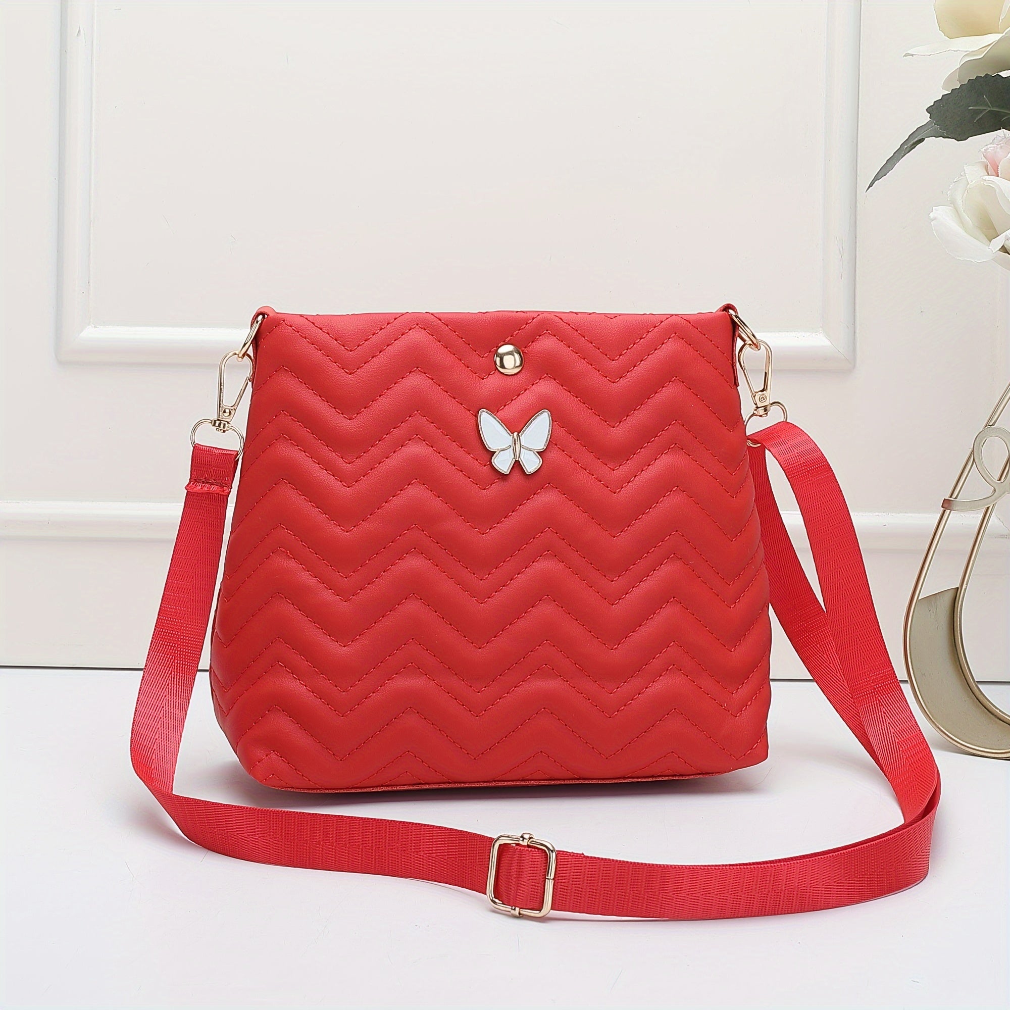 Wave Quilted Mini Bucket Crossbody Bag - Women's Trendy Shoulder Handbag & Purse