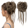 Curly Ponytail Hair Extension with Straight Tail - Messy Bun Hairpiece, Heat-Resistant High-Temperature Fiber Updo for Women