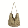 Women's Corduroy Bucket Bag with Tassel - Adjustable Foldable Crossbody Shoulder Bag, Magnetic Closure, Minimalist Urban Travel Purse (Khaki, Light Brown, Black)