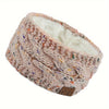 Women's Plush Knit Headband with Faux Fur Pom Pom, Warm Winter Ear Warmer & Christmas Gift