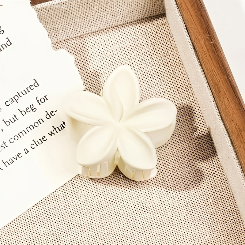 4-Pack 1.6in (4cm) Freesia Flower Hair Claw Clips - Matte Milk Tea Lightweight Hair Accessories