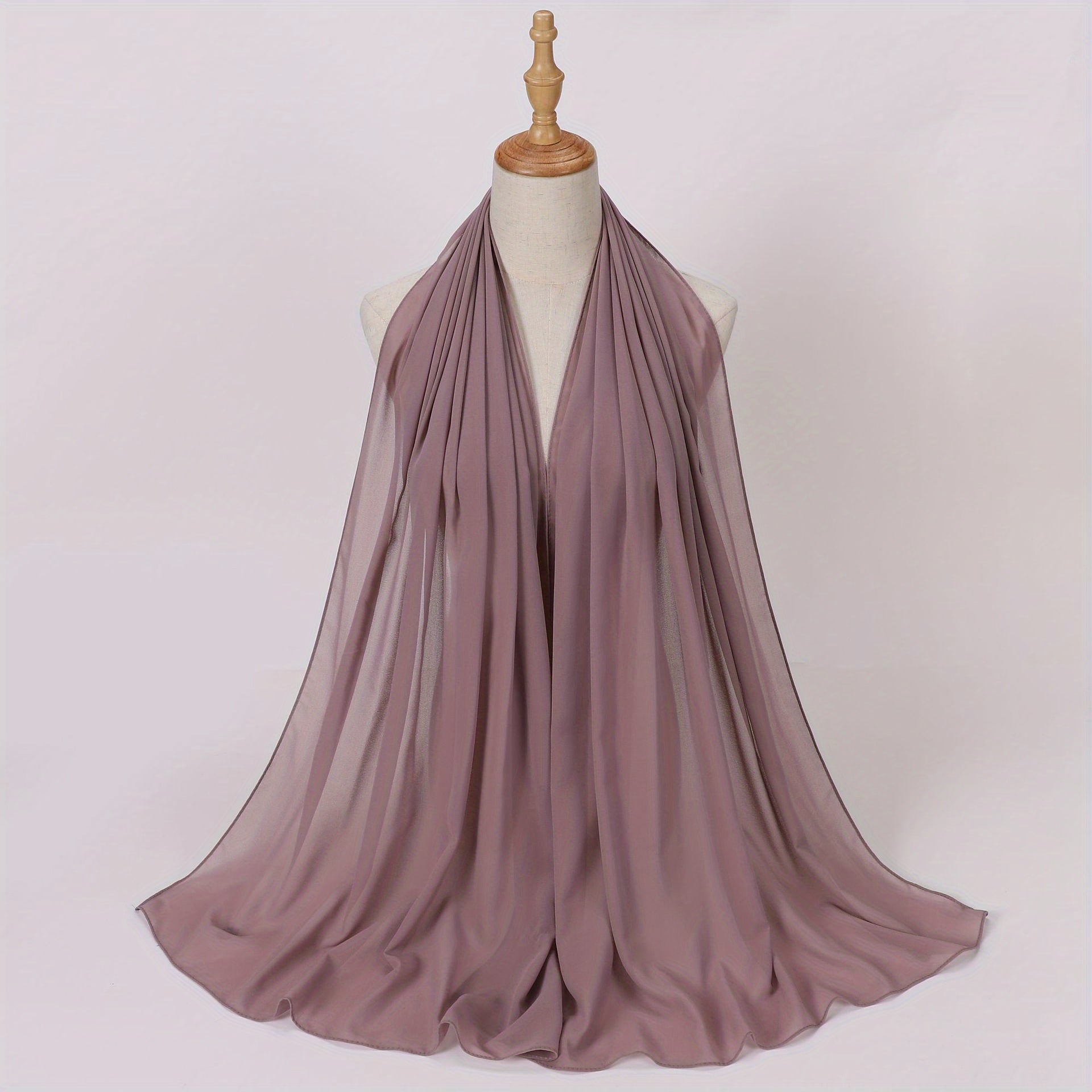 Windproof Chiffon Hijab Scarf - Lightweight Solid Color Shawl & Head Wrap for Women, Travel & Beach