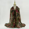 Vintage Paisley Ombre Scarf – Long 180 x 70 cm (70.85 x 27.5 in) Polyester Shawl for Women, Brown-to-Blue Geometric Floral Print