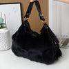 Fox Fur Crossbody Bag with Polyester Lining, White Shoulder & Crossbody Bag, Zipper Closure