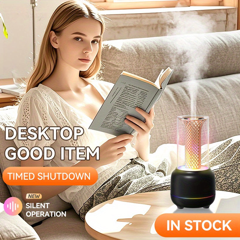 USB Desktop Humidifier & Aromatherapy Diffuser with Timer and Colorful Ambient LED Light for Home & Office