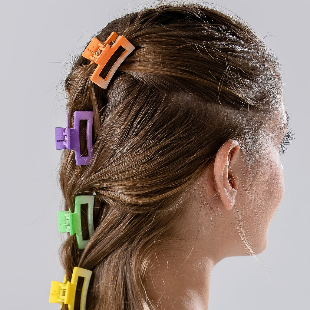 6-Pack Multicolor Macaron Hair Clips Small Square Plastic Hair Claws for Women and Girls