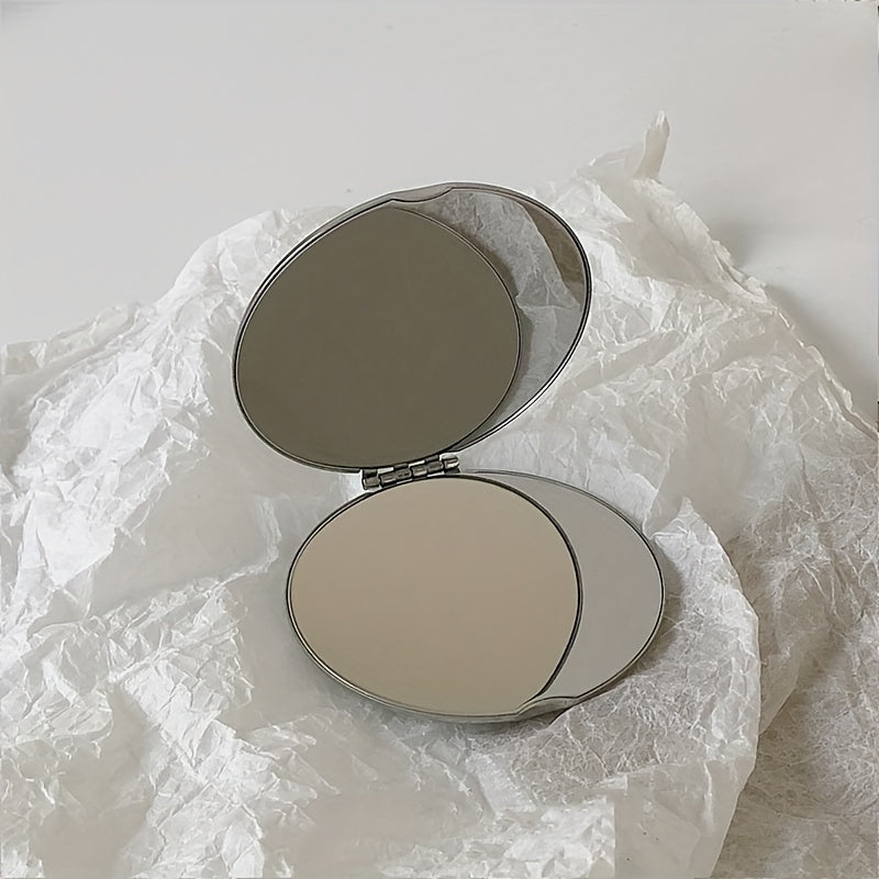 Double-Sided Folding Handheld Makeup Mirror - Compact Cute Cartoon Design for Dorm & Travel