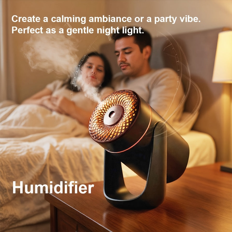Portable Ultrasonic Humidifier with 180° Rotating Base, 7-Color LED & Essential Oil Diffuser, Silent High-Mist Air Humidifier for Home Office Dorm