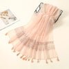 Embroidered Hollow Lace Tassel Scarf for Women — Elegant Lightweight Windproof Wrap for Cold Weather & Eid