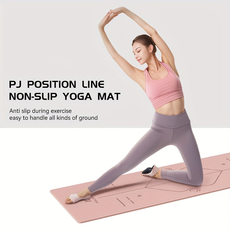 Non-Slip TPE Yoga Mat 0.6 cm (0.24 in) Thick with Carry Strap & Storage Bag – Gray for Yoga, Pilates & Gym