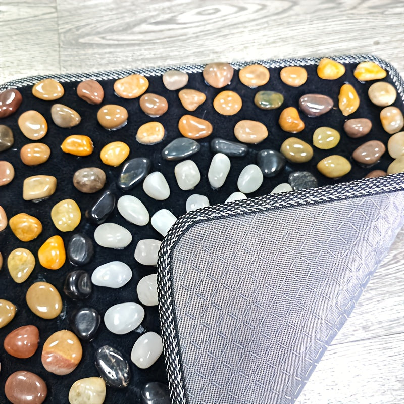 Natural Stone Foot Massage Mat with Roller – Reflexology Stone Road Pad for Blood Circulation & Deep Relaxation, Gift Box