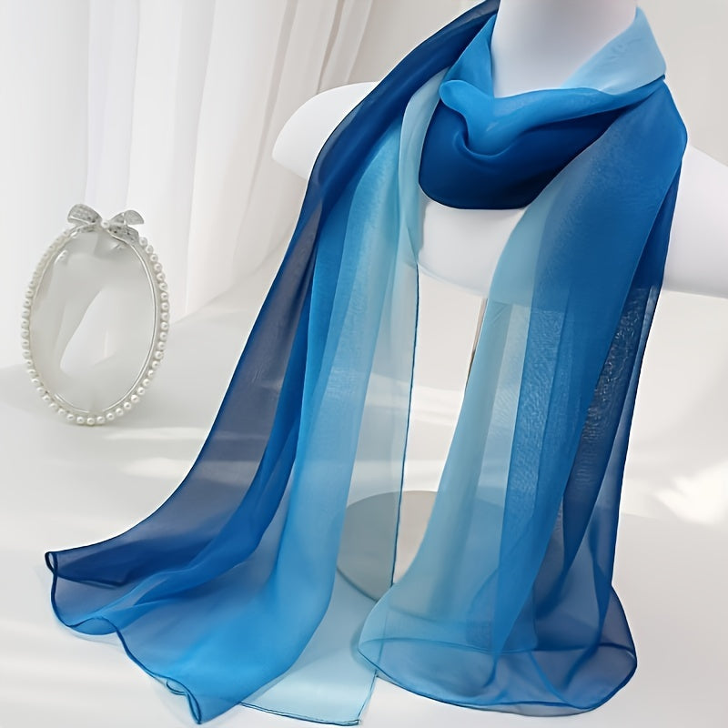 Gradient Gauze Scarf Lightweight Breathable Sunscreen Shawl for Women