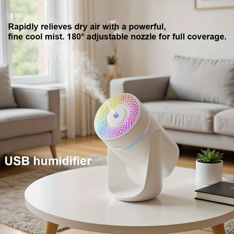 High-Capacity USB Mist Humidifier with LED Color Breathing Light & Essential Oil Diffuser — Desktop Aromatherapy for Office, Bedroom & Living Room