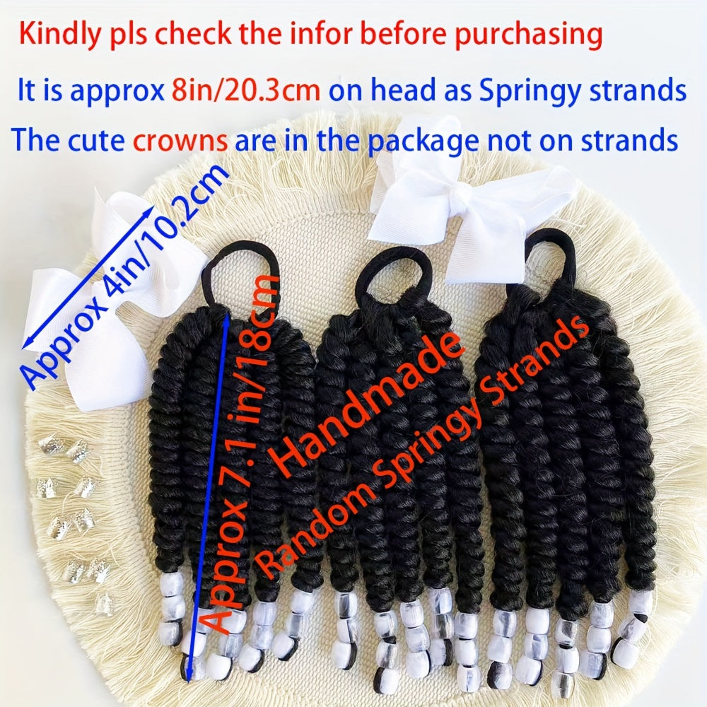 2-Pack Braided Ponytail Hair Extensions with Beads – Afro Twist Dreadlocks for Girls, Cosplay & Party Accessories
