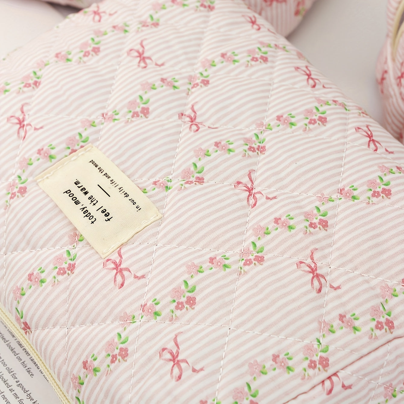 3-Pack Quilted Floral Cosmetic Bags for Women – Travel Makeup Organizer Set, Durable Polyester Pouches