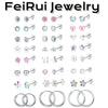 24-Pair 316L Stainless Steel CZ 4mm Mini Flat Back Screw Stud Earrings Set - Mixed Colors for Women & Teens