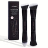 2-Pack Double-Ended Foundation & Contour Makeup Brushes with Travel Case - Round, Flat & Beveled Soft Fiber