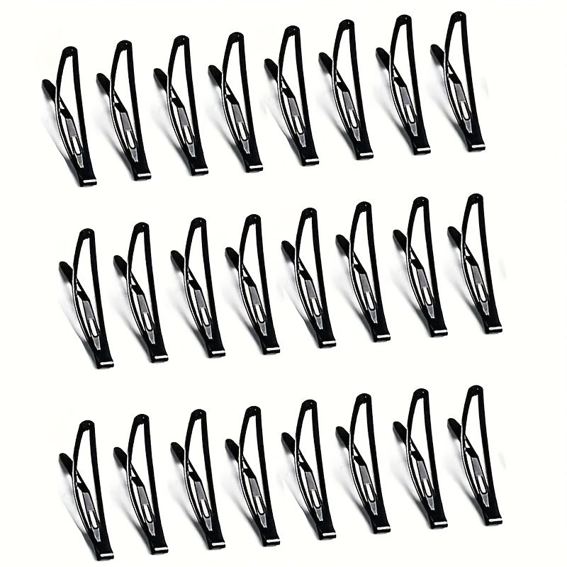 10/20/30-Pack Black Metal Snap Button Barrettes for Women - Elegant Y2K Hair Clips