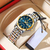 POEDAGAR Women's Elegant Mechanical Watch - Round Dial, Gold-Tone Hands, Stainless Steel Bracelet, Dual Day & Month Display, Jewelry-Style Wristwatch for Everyday & Formal Wear