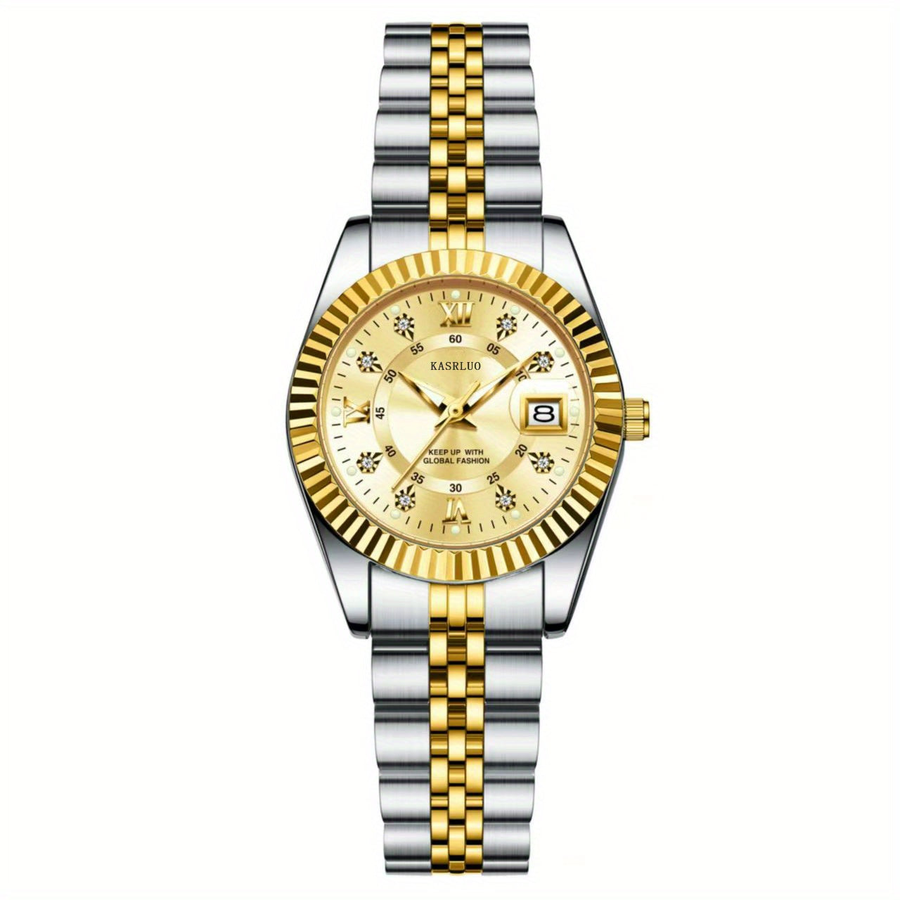 Elegant Women's Mechanical Watch - Gold Stainless Steel Band, Blue Dial, Boho World-Time Wristwatch, Ideal Gift