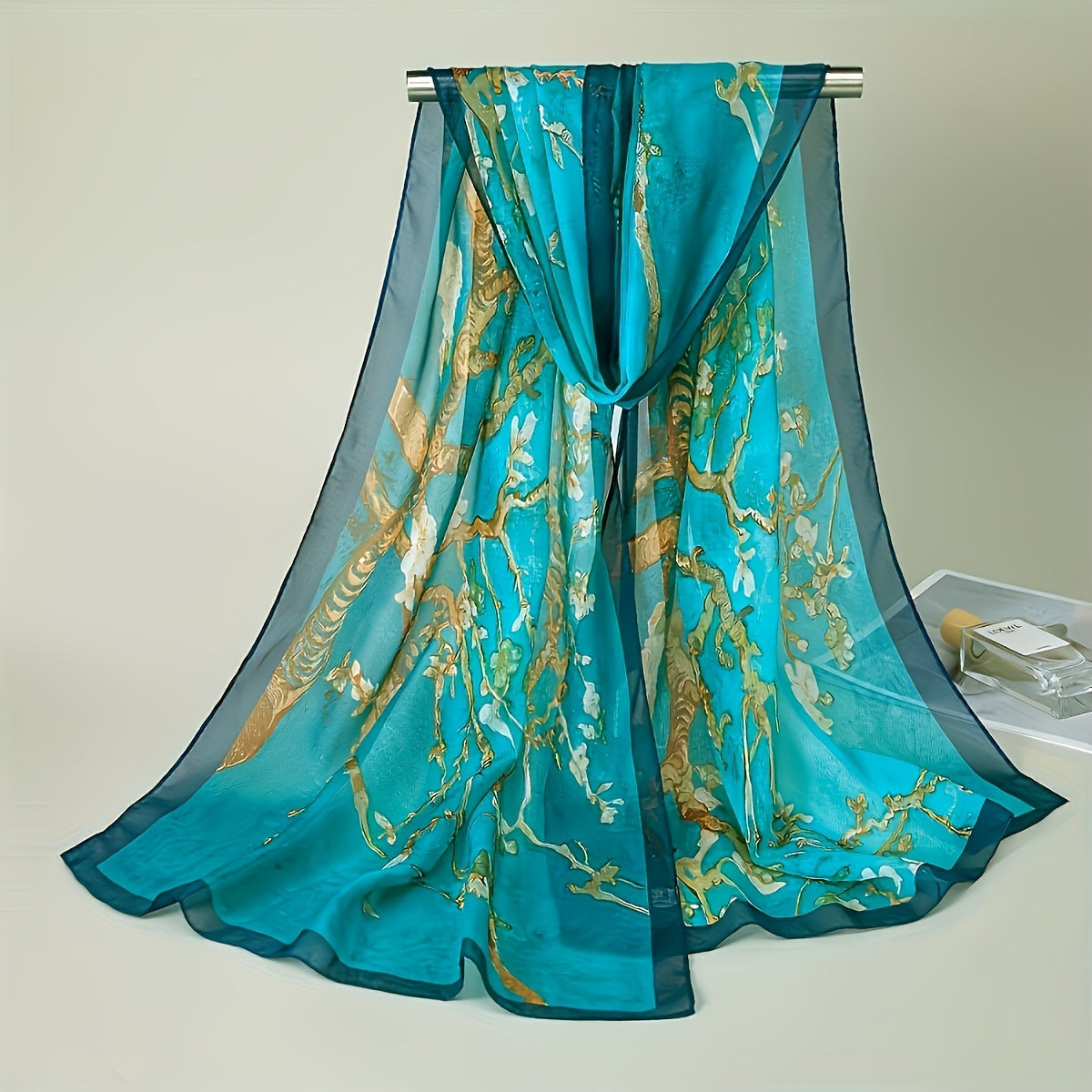 Boho Plum Floral Chiffon Scarf - Lightweight Sun-Protective Shawl & Beach Wrap