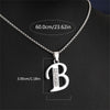 Silvery Alphabet Pendant Necklace (A-D) with Sparkling Stones - Stainless Steel Initial Necklace, Personalized Gift