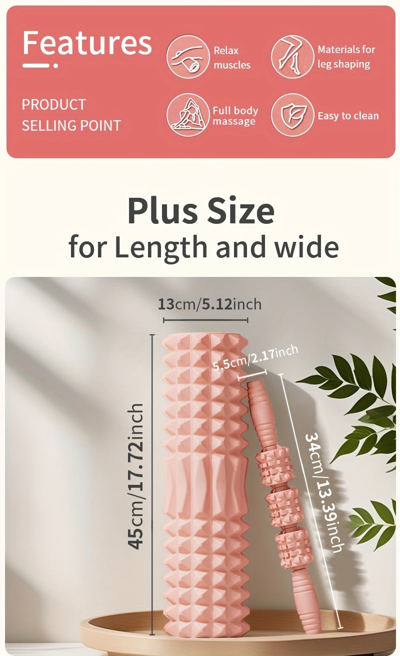 Foam Roller & Massage Stick Set (2-Piece) — Post-Workout Muscle Recovery Roller for Body Shaping