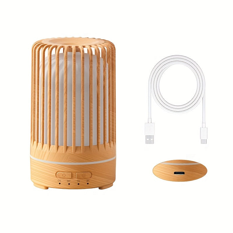 Ultrasonic 150ml (5.07 oz) Aroma Diffuser Humidifier — USB Mini Essential Oil Diffuser with 7-Color LED, Quiet Timer, Birdcage Design for Bedroom & Office