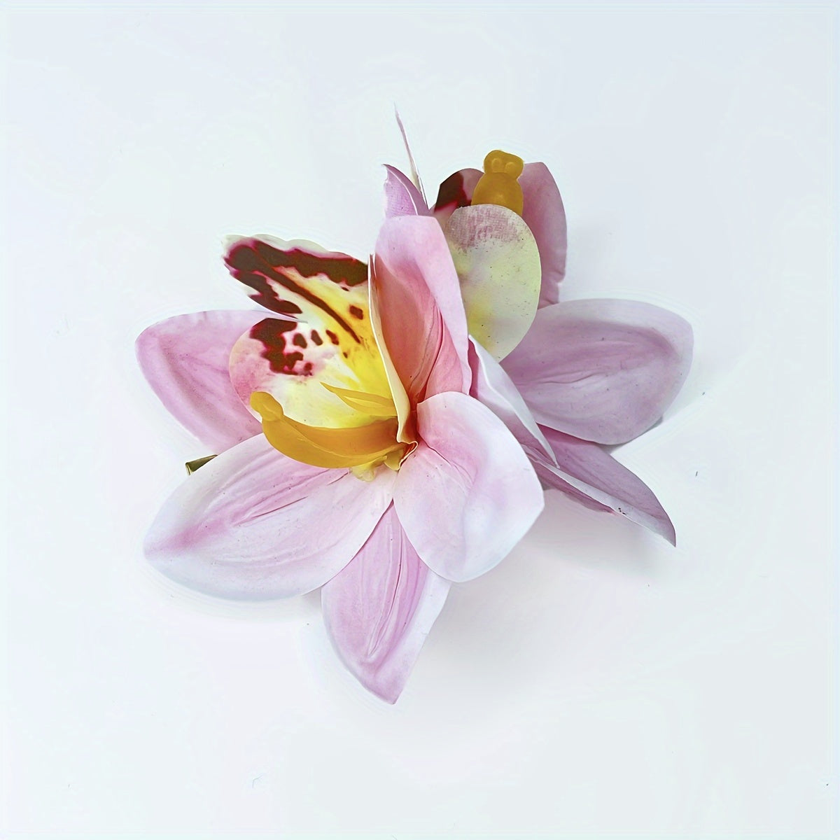 Bohemian Fabric Flower Hair Clip – Tropical Orchid Duckbill Side Hairpin for Weddings & Beach Parties