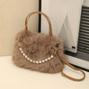 Plush Faux Fur Small Square Handbag – Magnetic Closure & Adjustable Strap | Evening & Everyday Purse (Bright Pink, Khaki, Coffee, White, Black)