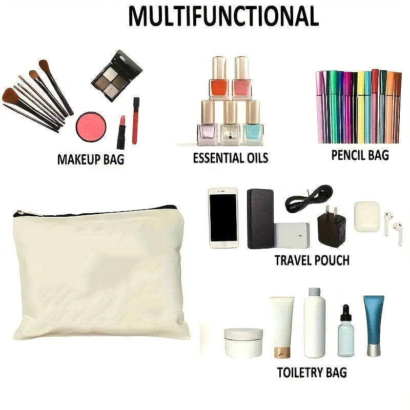 Personalized Women's Makeup Bag – Custom Cursive Name Cosmetic Pouch with Floral Butterfly Print, Creamy Beige Zippered Travel Organizer